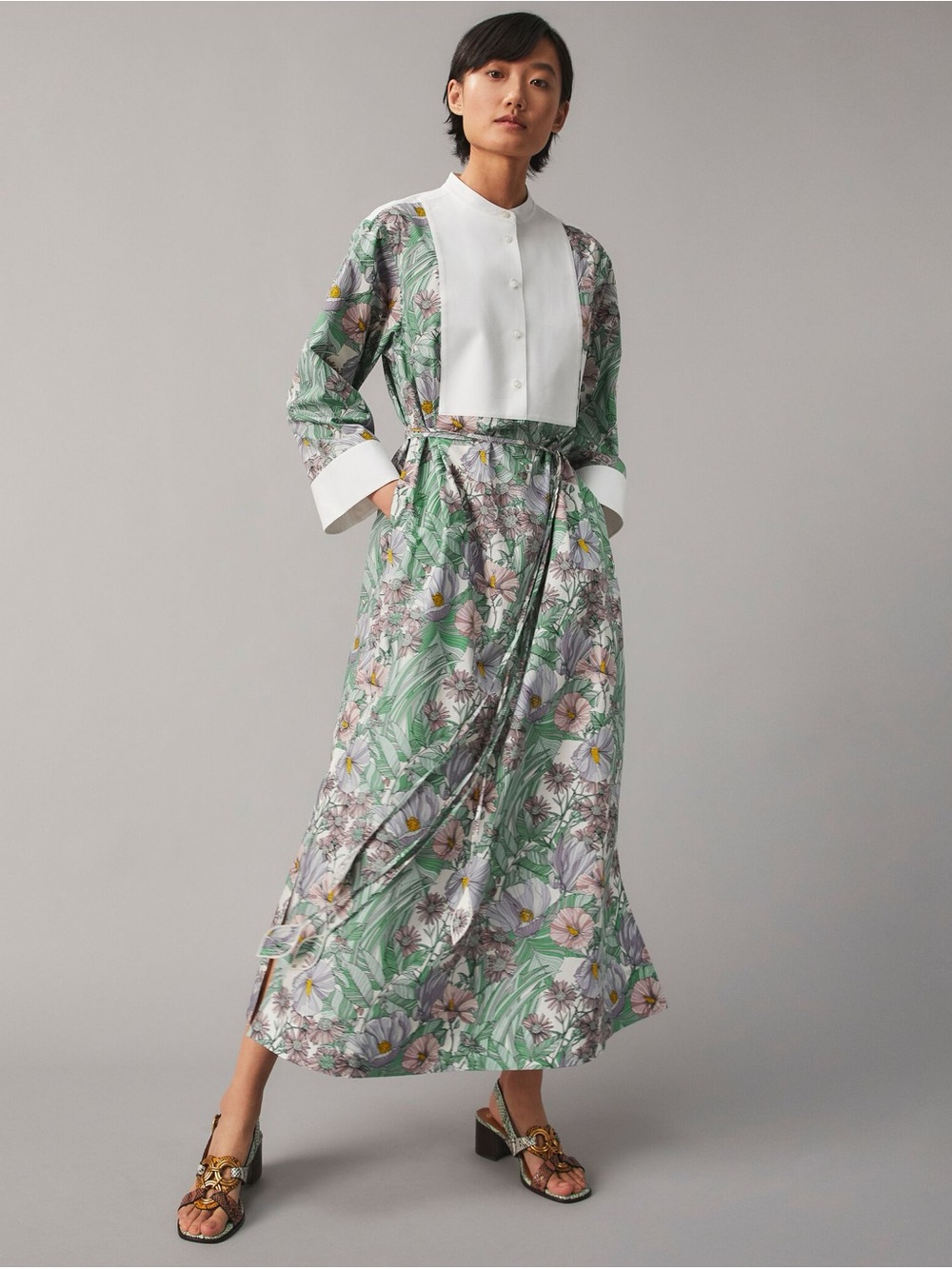 Tory Burch Bib Front Printed Caftan - NWT